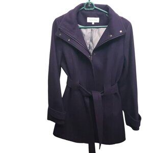 Calvin Klein Purple Wool Blend Zipper Coat Jacket Size 10